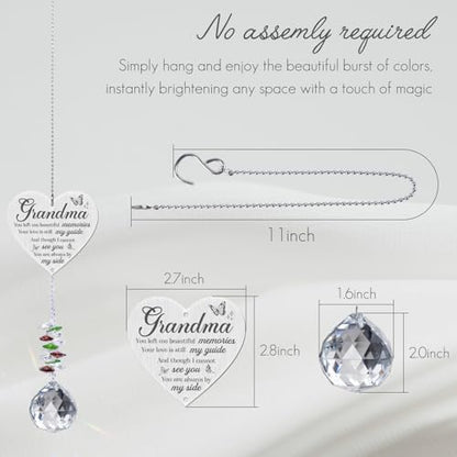 Grandma in Heaven Memorial Crystal Suncatcher Gifts,Sympathy Gifts for Loss of Grandma,Hanging Crystals Ornament for Window Rainbow Maker Prisms Home Decor Gift - style: Grandma