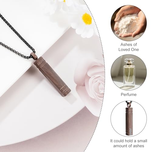 abooxiu Urn Necklace for Ashes Memorial Cremation Jewelry for Ashes Stainless Steel Ashes Jewelry Cube Ashes Necklace Bar Urn Pendant for Women Men - style: Engraved-Wood Texture Finish