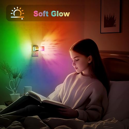 JandCase Night Lights Plug into Wall, 1 Pack Color Changing Night Light - color: Gold-RGB-Remote Control, size: 1 Pack