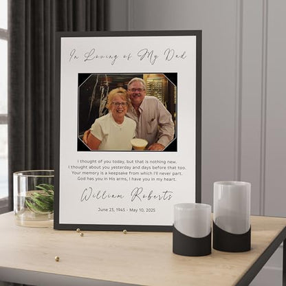 Personalized Memorial Photo Gifts Picture Black Frame Plaque Sign, Sympathy Loss of Husband Photo, Custom Loss of Loved One Wood Frame Photo Gift - color: Design 3