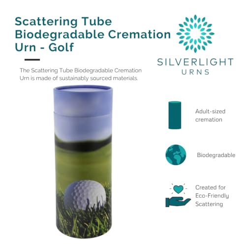 Golf Scattering Tube, Biodegradable Cremation Urn for Ashes, Adult Sized Cremation Urn, 12.5 Inches High - color: Golf, size: Large