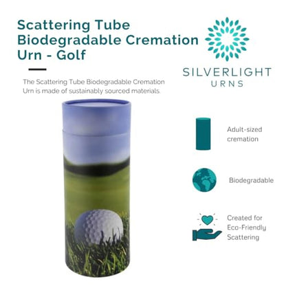 Golf Scattering Tube, Biodegradable Cremation Urn for Ashes, Adult Sized Cremation Urn, 12.5 Inches High - color: Golf, size: Large