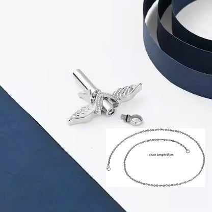 Cross Urn Necklace for Human Ashes Angel Wings Cremation Pendant Necklaces Memorial Keepsake Jewelry for Papa Mom Dad Grandma Grandpa Brother Uncle Aunt - style: Aunt