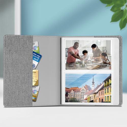 Fintie Photo Album 4x6 Photos - 112 Pockets Wallet Albums Memory Book | Vegan Leather Cover, 4X6 Picture Keepsakes, Family/Wedding/Travel Memory Book, Baby/Kids/Boys/Girls Gift, Denim Grey - color: Denim Grey