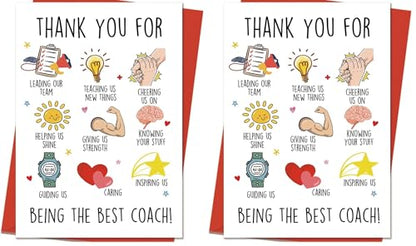 Thank You Coach Card, Basketball Football Sports Coach Appreciation Gifts, Best Coaches Gifts (Pack of 2) - color: CD-023, size: 8.0 x 5.3 inches (Pack of 2)