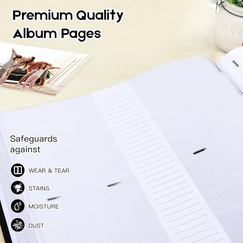 Photo Album 4x6 Vertical 600 Photos with Writing Space, Black - color: Black
