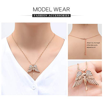 Imrsanl Cremation Jewelry Keepsake Angel Wings Urn Necklace for Ashes - color: Rose Gold