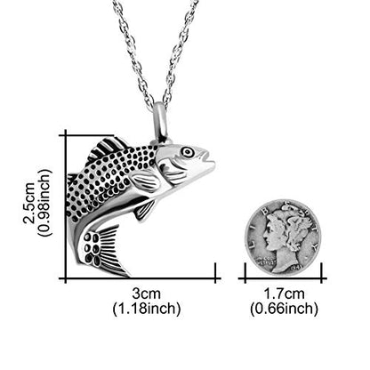 Dletay Fish Cremation Jewelry for Ashes Memorial Ashes Keepsake Necklace Urn Necklace Pendant - color: Silver