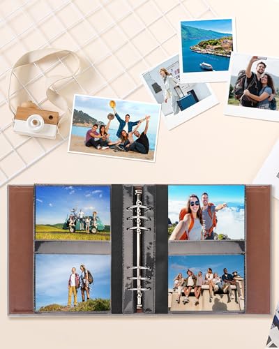 Leather Photo Album 4x6 200 Photos,Slip-in Photo Album Book with 50 Sheets, Travel Souvenir Diary Photo Book for Family Wedding Baby and Holiday Pictures - color: Grey