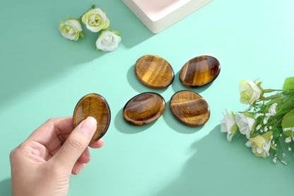 Thumb Worry Stone Tiger Eye Crystal Stone Healing Crystals Natural Oval Fidget Mental Health Gifts Stress Relief Small Trinkets Depression Gemstones Reiki Anxiety Relief Items for Women Men - color: Yellow-tiger Eye