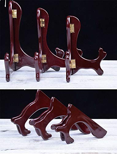 Wooden Easel Mahogany Finish Display Stand Plate Holder Picture Frame Folding Display Stand (7 inches) - size: 7 inches