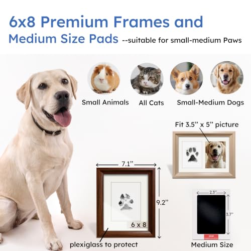 MYPAWLETS Pet Pawprint Ink Pads & Frames Kit,Dog Nose Print,4 Pack | Clean Touch,Mess-Free Paw Print Kit Keepsakes for Dog/Cat,Quality Frames (6x8),Memorial,Dog Lover Gifts,for 1/Multiple Pets - size: 4 Packs-Medium