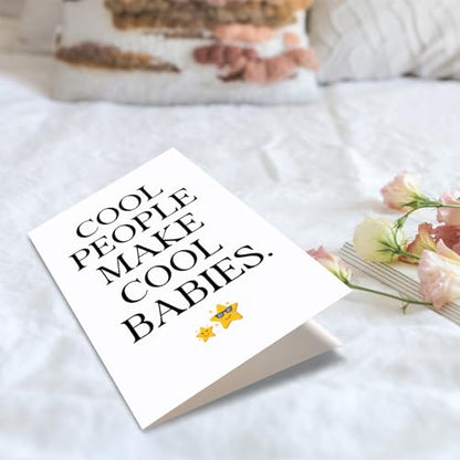 Obbyidk Baby Shower Card for New Parents, New Baby Congratulations Card for Couple, Pregnancy Gift for Expecting Mother Father, Cool People Make Cool Babies - color: Baby Shower