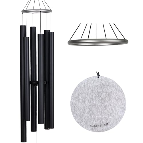 Extra Large Wind Chimes for Outside Deep Tone - 58'' Wind Chimes Outdoor Clearance, Deep Tone Chimes, Windchimes Outdoors, Memorial Wind Spinner, Sympathy Gift, Home Décor (Black) - size: 58" Black