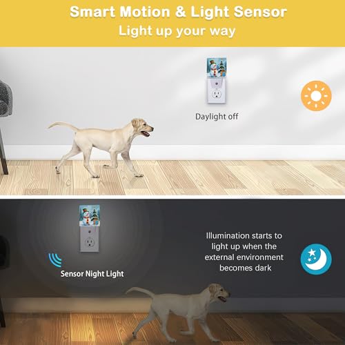 Christmas Night Light, Snowman Night Lights Plug Into Wall with Dusk to Dawn Sensor Wall Lamp, Nightlights for Bedroom, Bathroom, Hallway, Kitchen, Gifts Ideal for Girls Women - color: Winter Snowman, Christmas