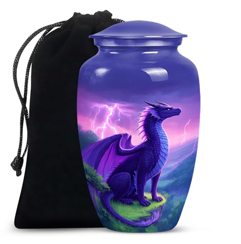 Cremation Urns for Human Ashes Dragon - Burial Urns for Adult Human Ashes - Purple Urn for Adult Male and Female - 10" Funeral for Mom- Large Decorative Urn for Mother and Dad - color: Large Yellow Dragon