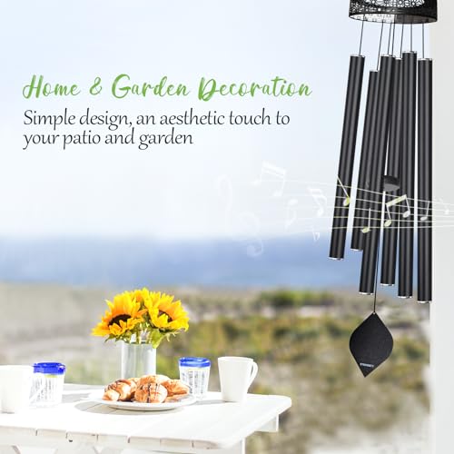 50" Extra Large Wind Chimes for Outside, Big Deep Tone Unique WindChimes Outdoor Gifts for Mom/Women/Men, House Warming Gifts New Home graden Hanging Decor (Black)