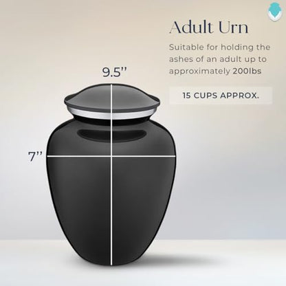 Geturns Embrace Adult Personalized Picture Cremation Urns for Human Ashes I Large Photo Charcoal Funeral Urn for Men and Women I 200 lbs - color: Carcoal Black