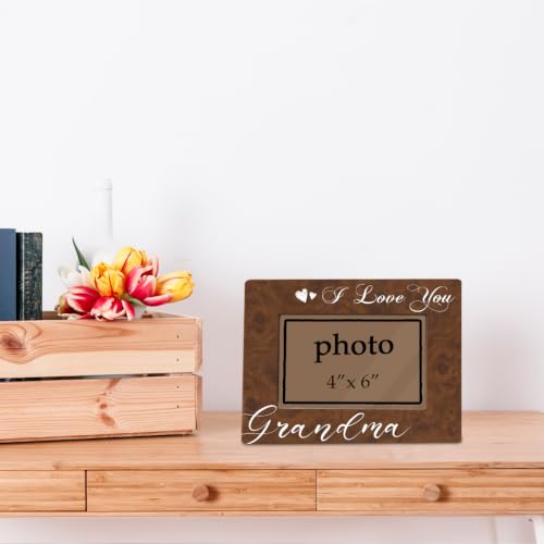 I Love You Grandma Picture Frame, Grandmother Birthday Gift From Grandchild, Tabletop Display Home Decoration, Grandma Gifts Wooden Photo Frame Fitting a 4x6 Inch Photo - color: I Love You Grandma