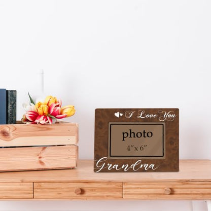 I Love You Grandma Picture Frame, Grandmother Birthday Gift From Grandchild, Tabletop Display Home Decoration, Grandma Gifts Wooden Photo Frame Fitting a 4x6 Inch Photo - color: I Love You Grandma