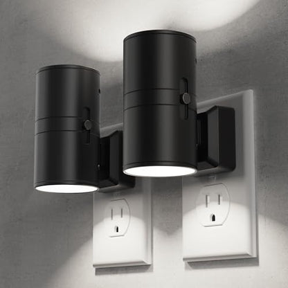 Night Lights Plug into Wall, Modern LED Night Light Plug in | Dusk to Dawn Sensor 5000K Daylight 0-100LM Adjustable Brightness Dimmable NightLight Hallway Bedroom Stairway 2 Pack - color: Black-5000K, size: 2 Pack