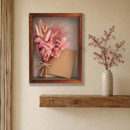 Muzilife 12x16 Rustic Shadow Box Pine Wood Picture Frame, 3.94 Deep, Brown - color: Brown, size: 12"x16"
