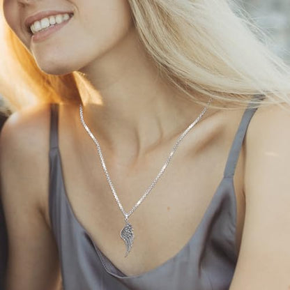 Angel Wings Necklace 925 Sterling Silver Guardian Angel Nurse RN Caduceus Pendant Charm Crystal Angel Jewelry Gifts for Women - style: A-Angel Wing