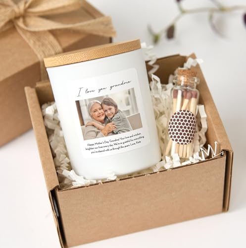Custom Photo Candle Gift | Personalized Text | Soy Wax Candle with Picture Upload | Gift Box for Any Occasion-White/Cedarwood & Jasmine - color: White