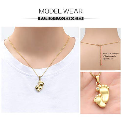 Imrsanl Footprint Cremation Urn Pendant Necklace for Ashes Stainless Steel Mini Urns Jewelry to Holder Ashes Baby Foot Memorial Keepsake - color: Customize