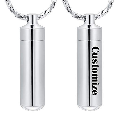 Imrsanl Cremation Jewelry for Ashes Pendant Urn Necklace Cylinder with Glass Vial Keepsake Ashes Memorial Jewelry - color: Customize