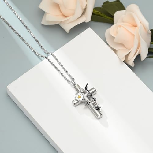 shajwo Hummingbird Urn Necklaces for Ashes - color: Cross-Gold