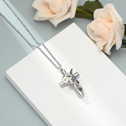 shajwo Hummingbird Urn Necklaces for Ashes - color: Cross-Gold