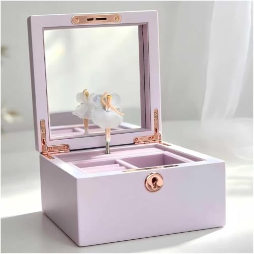 LIHOU PAPAQ Wooden Ballerina Musical Jewelry Box for Girls and Women - Music Chest,Jewelry Storage Box,Gifts for Christmas,Birthday,Valentine's Day and All Holidays