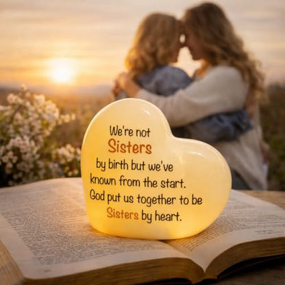 ADAVAS.Y&G Sisters by Heart Ceramic LED Heart Light – Inspirational Christian Gift, Scripture Friendship Love Night Light Décor - color: Sister