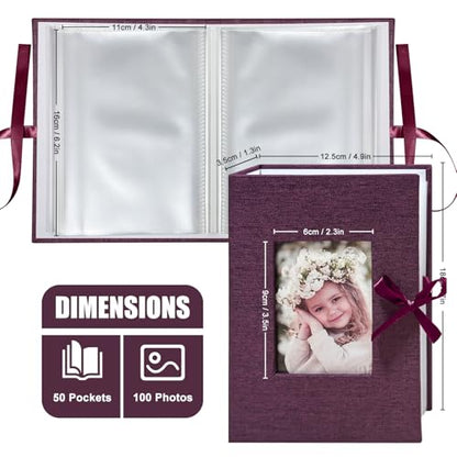 Photo Album 4x6 100 Pockets, Slip-in Picture Albums, Linen Cover Top Loader Vertical Pockets Albums for Baby, Kids Boy Girls, Wedding, Family, Anniversary, Purple - color: Purple, size: 100 Pockets white Bandage