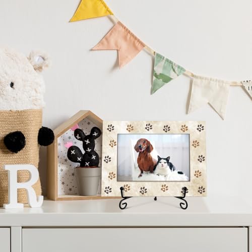 Pet Picture Frame Paw Print Frame Memorial Gifts for Cat Dog Mom Loss of Dog Cat Sympathy Desk Decor Photo Frame 4x6 Horizontal -small24 - style: Brown-Pet