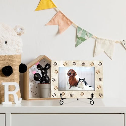 Pet Picture Frame Paw Print Frame Memorial Gifts for Cat Dog Mom Loss of Dog Cat Sympathy Desk Decor Photo Frame 4x6 Horizontal -small24 - style: Brown-Pet