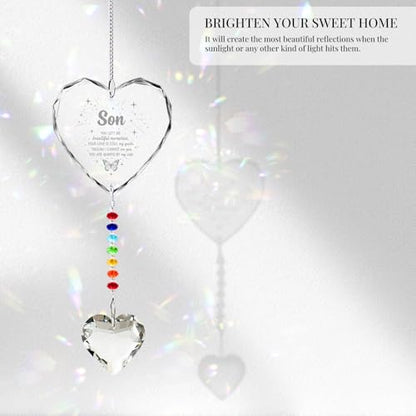 Hegelda Memorial Gifts for Loss of Son Crystal Suncatcher - style: Son