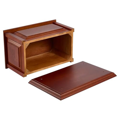 Handcrafted Solid Cherry Wood Funeral Cremation Urn Box for Human Ashes | Lacquered Finish,Funeral,Large capacity up to 220 Cubic Inches