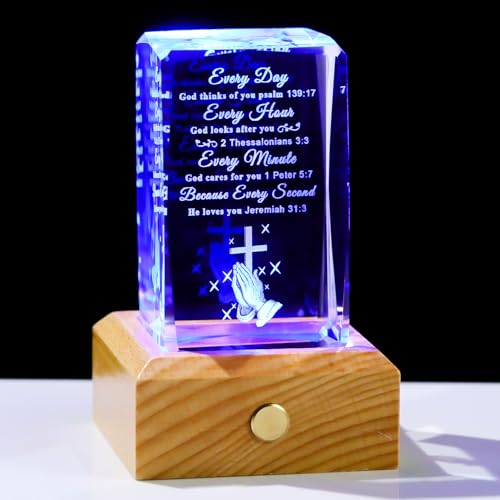 Christian Gifts for Women Bible Verses Crystal with Wood Night Light - color: Christian Gifts-Every Day