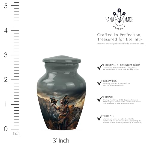 Native American Small Urns for Human Ashes 3 Inch Set of 2, Cremation Urn - size: #3 (Set of 2)