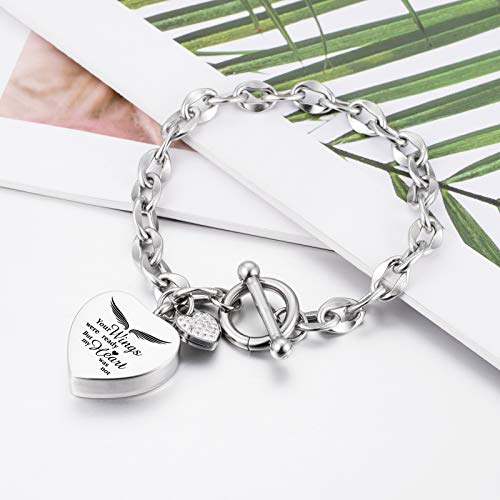 XIUDA Urn Bracelet for Ashes Cremation Bracelet Ashes Bracelet Heart Locket Holder Bangle Link Chain Women Men - color: silver