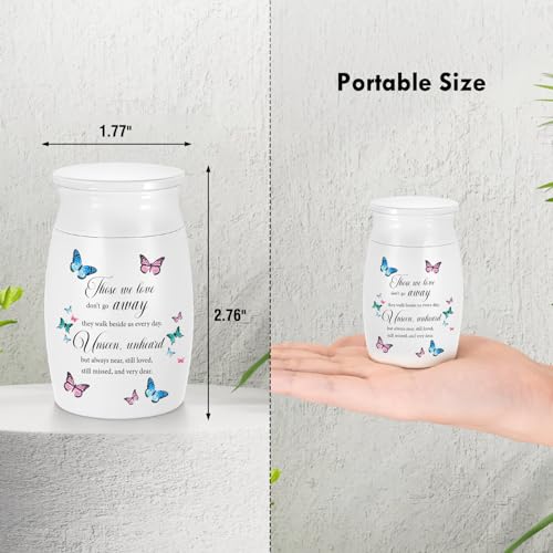 Small Urns for Human Ashes 3 Inches Mini Urn Aluminium Memorial Small Keepsake Urn Butterfly Mini Cremation Funeral Urn Ashes Holder