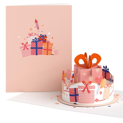 Lovepop Happy Birthday Gift Cake Pop-Up Card with Envelope | Paperpop Card; 3D Dimensional Greeting Card for Her, Kids, Friends, Family, Women, Men - color: Happy Birthday Gift Cake