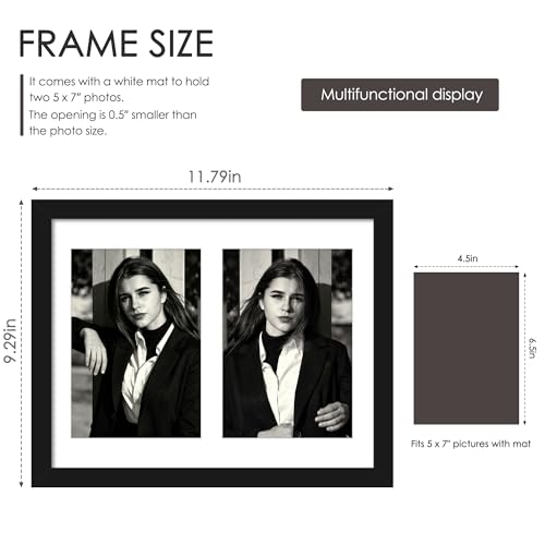 DUENPY 4 Pack 8.5x11 Collage Frame For 2 5x7 Photos Black - color: Black, size: 8.5x11（5x7 opening）-4 Pack