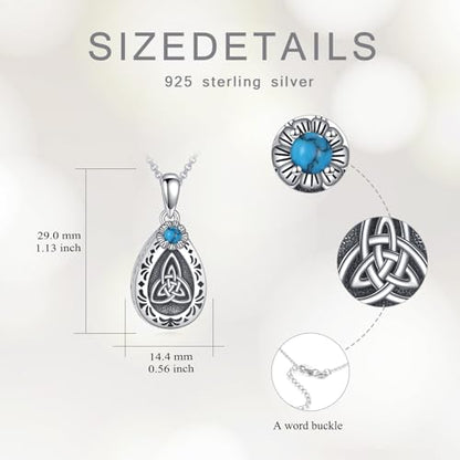 925 Sterling Silver Urn Necklace for Ashes, Teardrop/Tree of Life/Sunflower/Dragonfly/Sea Turtle/Celtic Knot/Elephant/Hummingbird Memorial Cremation Pendant Necklaces for Animal Human Ashes - color: G: Celtic Knot