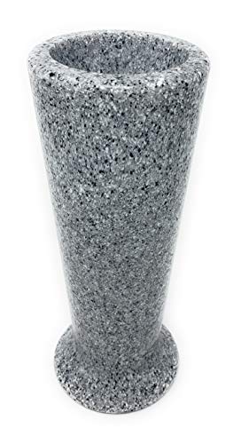 OPTIMUM Slim Memorial Cemetery Flower Vase - Plastic (Light Grey Granite) with Metal Ground Spike, Grave Marker, Decorations for Gravesite, Headstone Flowers Holder, Garden Lawn & Yard - color: Light Grey Granite