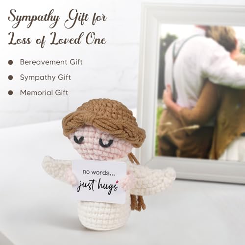 Sympathy Gifts for Loss of Loved One - No Words Just Hugs - Handmade Crochet Angel Doll, Bereavement Condolences Memorial Gift, Get Well Soon, Miscarriage, Comfort Gifts for Women - style: No Words Just Hug