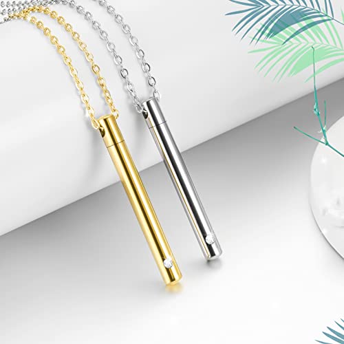 XIUDA Urn Necklace for Ashes Stainless Steel Cremation Necklace with Crystal Memorial Pendant Necklace - color: set-2-engraving