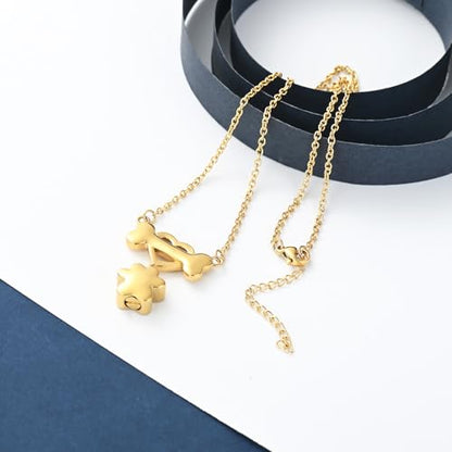 constantlife Paw Print & Bone Pendant Urn Necklace for Pet Ashes | Mini cremation jewelry, stainless steel material, for women men dog lovers, waterproof, with a filling tool kit - color: Golden